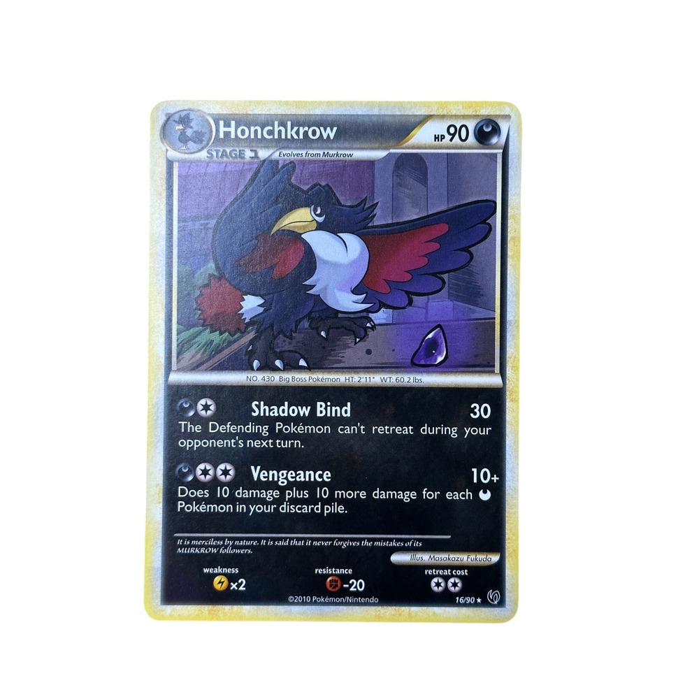 Honchkrow Pokemon Card 16/90 Rising Rivals Rare 2010 Nintendo TCG MP/LP